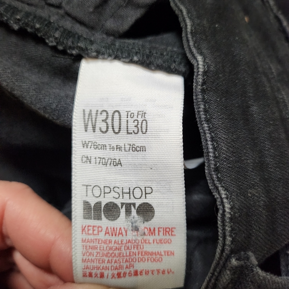 Topshop Jamie High Waisted Embroidered Roses Black Cropped Stretchy Jeans 30 - Picture 6 of 14